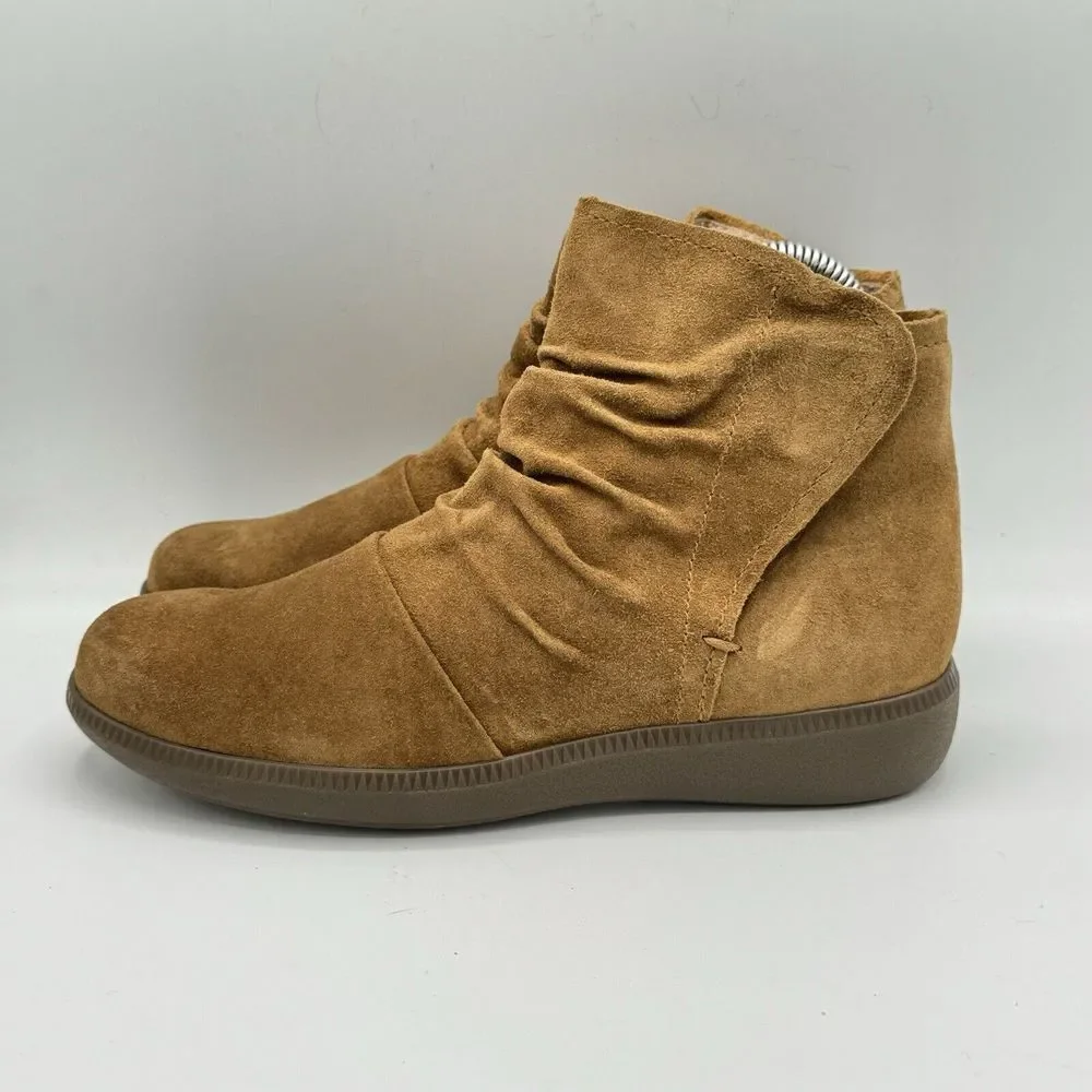 Munro Toasted Sesame Water‎ Resistant Suede Scout Booties Ankle Boots 6M New